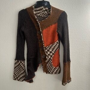 AimeeG Wool Small Asymmetric Mixed Knit
Sweater Jacket